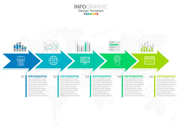 Pasos Infografía Línea Tiempo Concepto Negocio Con Opciones Pasos Procesos — Vector de stock