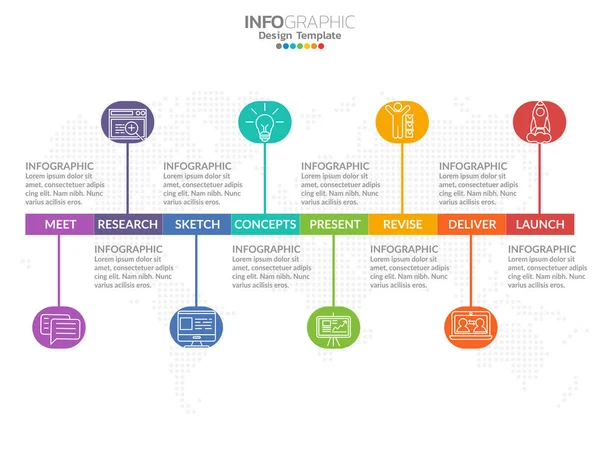 Zeitachse Infografik Design Vektor Und Marketing Symbole — Stockvektor