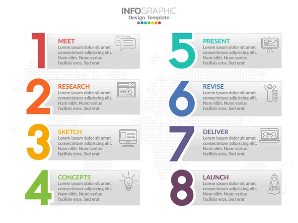 Linha Tempo Infográfico Vetor Design Ícones Marketing — Vetor de Stock