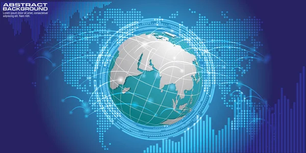 Abstraktní Technologické Kruhy Světová Mapa Vektorové Pozadí — Stockový vektor