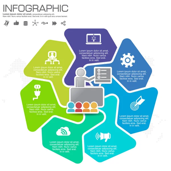 Infografikai Tervezési Vektor Marketing Ikonok Használható Munkafolyamat Elrendezése Diagram Jelentés — Stock Vector