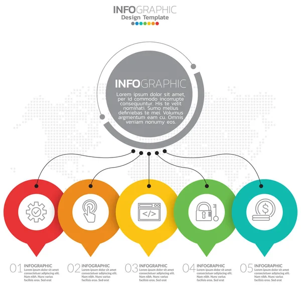 Infographic Template Βήματα Και Διαδικασία Για Σχεδιασμό Σας — Διανυσματικό Αρχείο