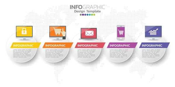 Infografische Template Ontwerp Met Kleuren Opties — Stockvector