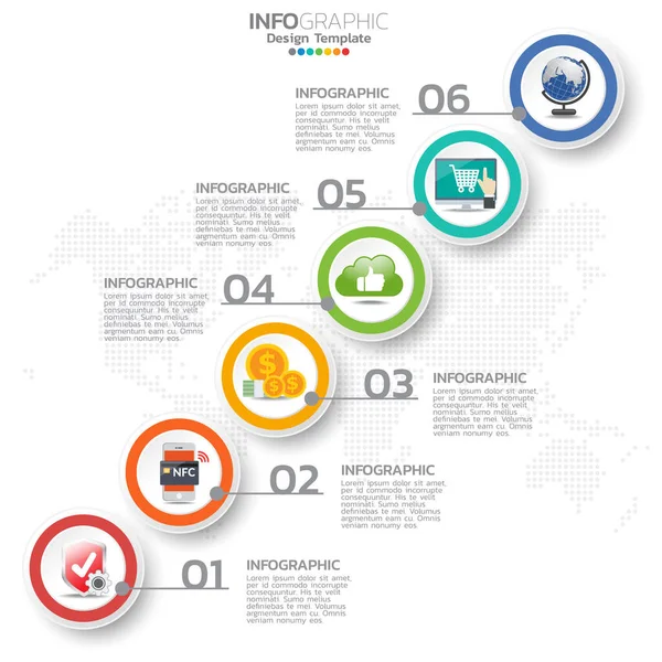 アイコンとビジネスコンセプトのためのインフォグラフィック6オプションまたは手順 — ストックベクタ