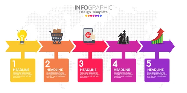 Pasos Línea Tiempo Vector Diseño Infográfico Iconos — Archivo Imágenes Vectoriales