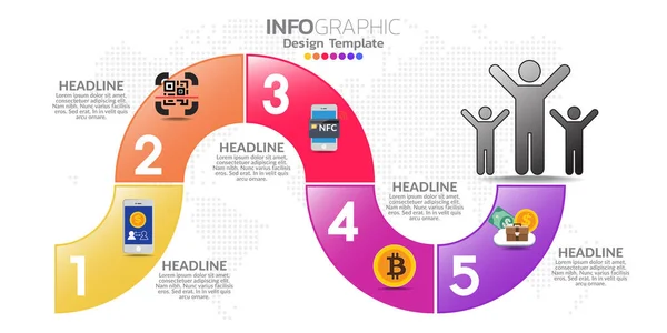 Βήματα Χρονοδιάγραμμα Infographic Διάνυσμα Σχεδιασμό Και Εικονίδια — Διανυσματικό Αρχείο