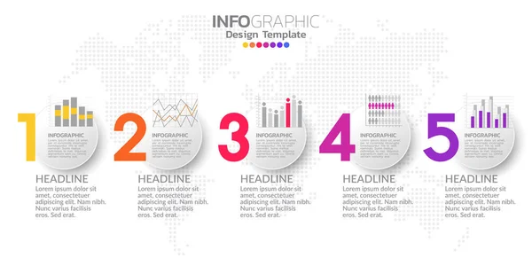 Elementos Infográficos Para Contenido Diagrama Diagrama Flujo Pasos Partes Línea — Vector de stock