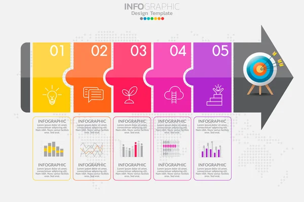 Elementos Infográficos Para Conteúdo Diagrama Fluxograma Etapas Partes Linha Tempo — Vetor de Stock