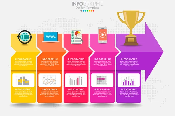 Elementos Infográficos Para Contenido Diagrama Diagrama Flujo Pasos Partes Línea — Vector de stock