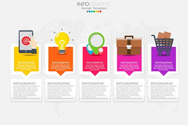 Cinco Passos Infográfico Linha Tempo Vetor Design Ícones Podem Ser — Vetor de Stock