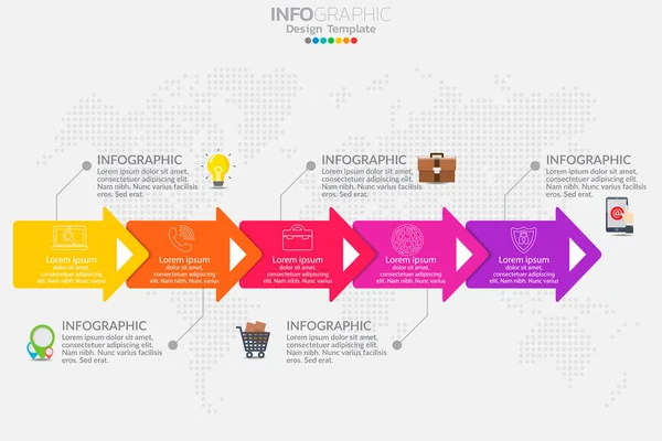 Fünf Schritten Können Infografik Design Vektor Und Symbole Für Workflow — Stockvektor