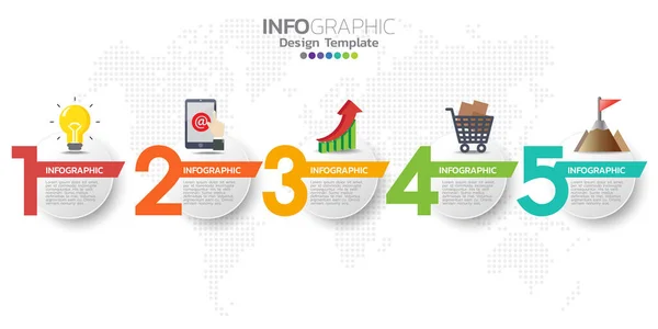 Fünf Schritten Können Infografik Design Vektor Und Symbole Für Workflow — Stockvektor