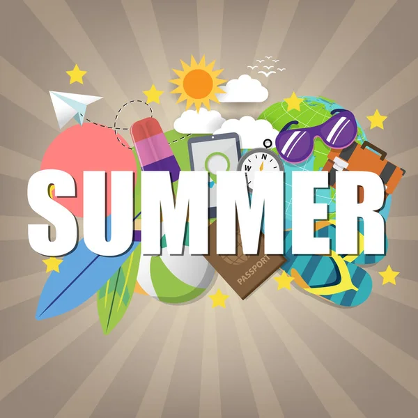 Summer Super Sale Banner Template Color Background — 스톡 벡터