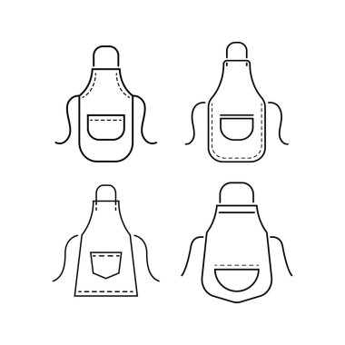 Beyaz arkaplanda önlük vektör çizimi. Mutfak önlüğü ve aşçı üniforması..