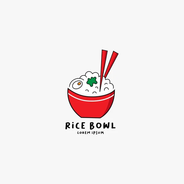 Rice Bowl Icona Logo Concetto Modello Progettazione Vettoriale — Vettoriale Stock