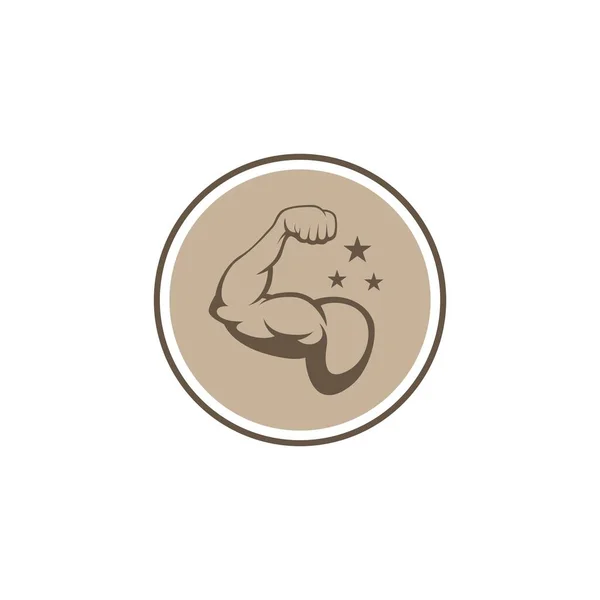 Modèle Conception Vectorielle Logo Icône Muscle Biceps Bras Fort Illustration — Image vectorielle