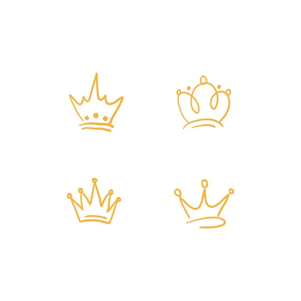 Handritad Crown Vektor Samling Doodle Kronor Vektor Illustration Set Kungligt — Stock vektor