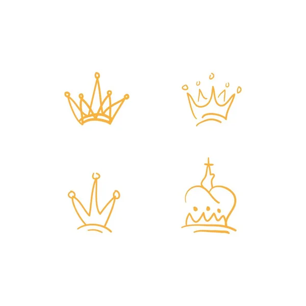 Kézzel Rajzolt Crown Vektor Gyűjtemény Doodle Koronák Vektor Illusztráció Készlet — Stock Vector