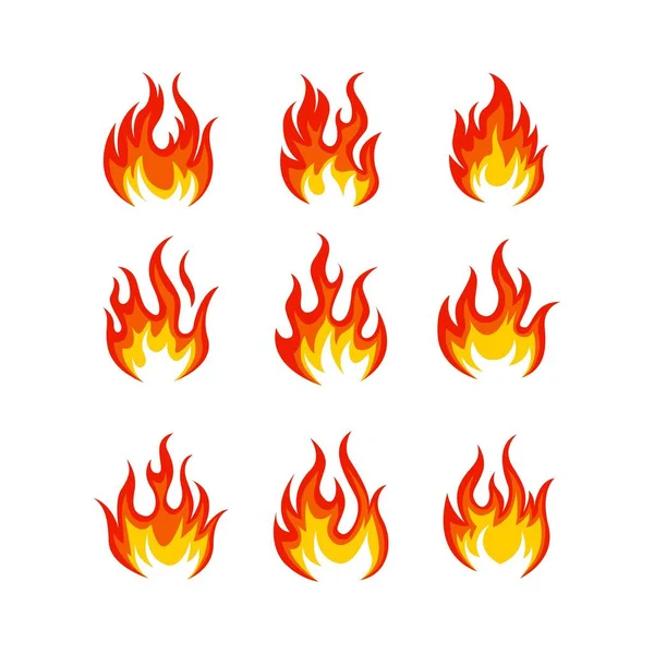 Мультфільм Пожежної Колекції Вектор Червоний Вогонь Вогонь Елемент Багаття Вогонь — стоковий вектор