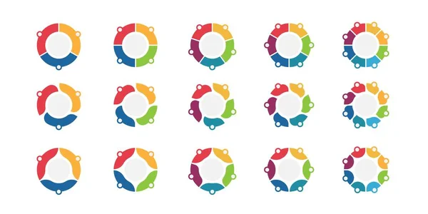 Taartdiagram Vectorontwerp Vectorcirkel Met Secties Treden Kleurrijk Cirkel Pictogram Voor — Stockvector