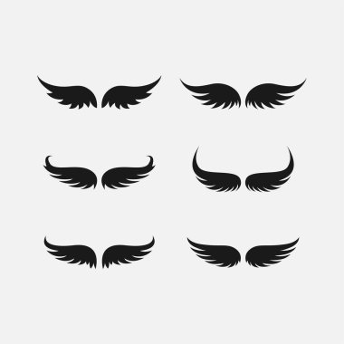 Kanat simgesi logo kümesi vektörü. Beyaz arkaplanda kanat logosu koleksiyonu