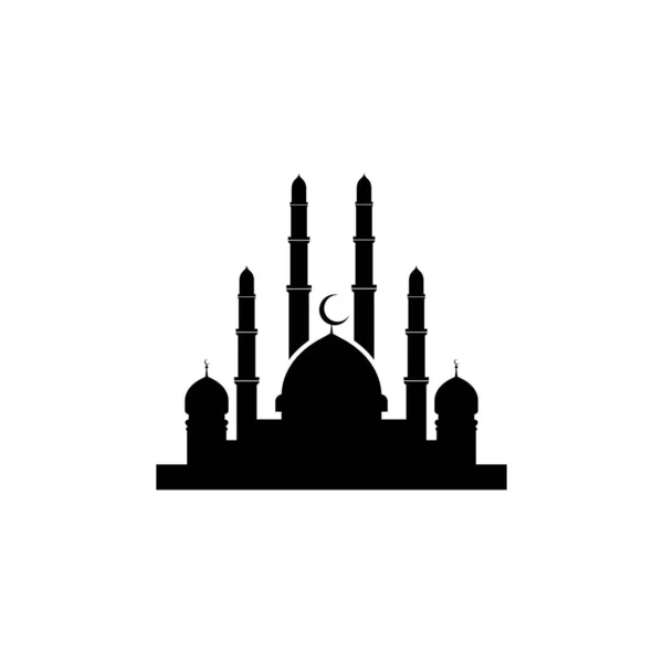 Icono Mezquita Logo Vector Diseño Mezquita Silueta Sobre Fondo Blanco — Vector de stock