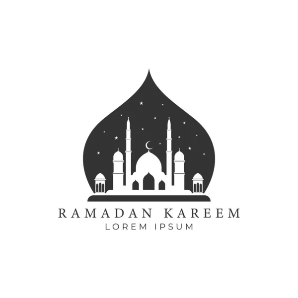 Mesquita Ícone Design Vetor Logotipo Ramadan Kareem Eid Mubarak Desenho —  Vetores de Stock
