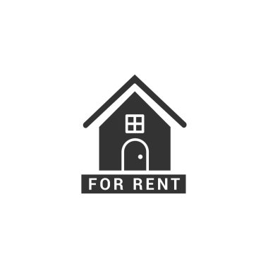 Kira ikonu logo vektör illüstrasyon konsepti için ev. Kiralık evler, satılık evler, beyaz arka planda izole edilmiş.