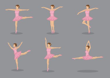 Klasik balerin dansçı pembe Tutu vektör Icon Set