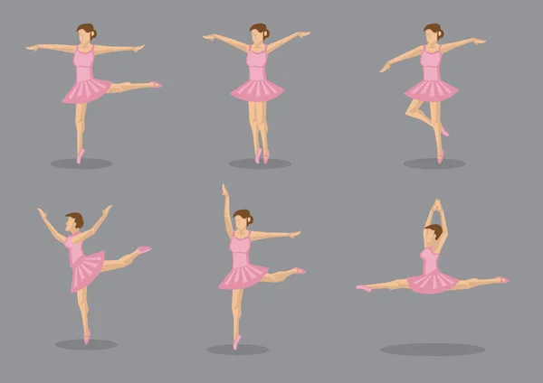 Bailarina clásica en rosa Tutu Vector Icon Set — Vector de stock