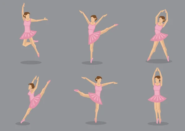 Conjunto de ícones de vetor de bailarina de tutu rosa — Vetor de Stock