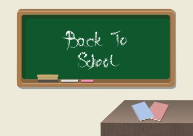 School classroom with chalk board clipart