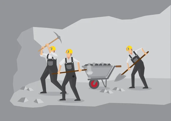 Mineurs de charbon travaillant dans une mine souterraine — Image vectorielle