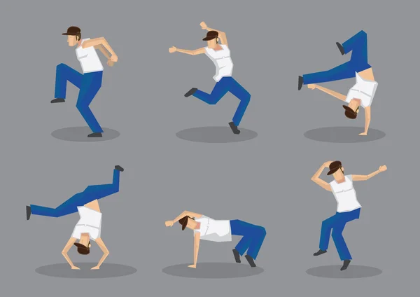 Funky straat dansers Vector Icon Set — Stockvector