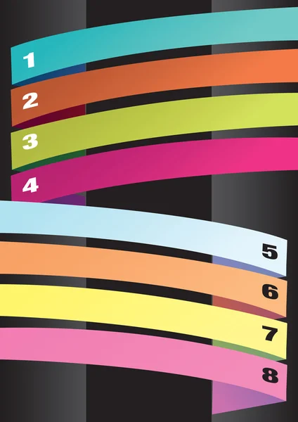 Diseño vertical con coloridas tiras numeradas — Archivo Imágenes Vectoriales