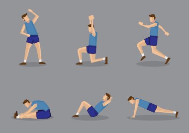 Sporty Man Doing Stretching and Warm Up Exercises clipart