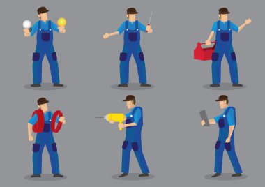 Teknisyen vektör karakter Icon Set