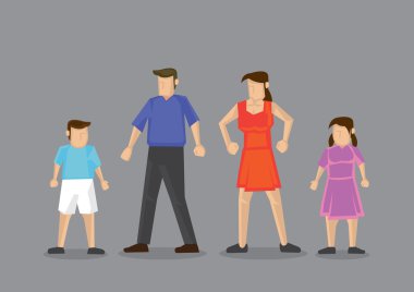 Çekirdek aile iki çocuk vektör çizim ile