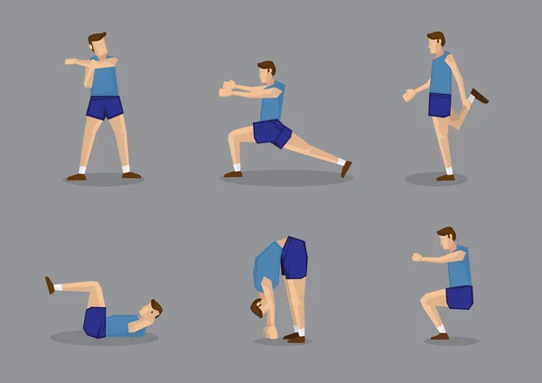 Male Sports Athlete in Blue Stretching and Warming Up Royalty Free Stock Vectors