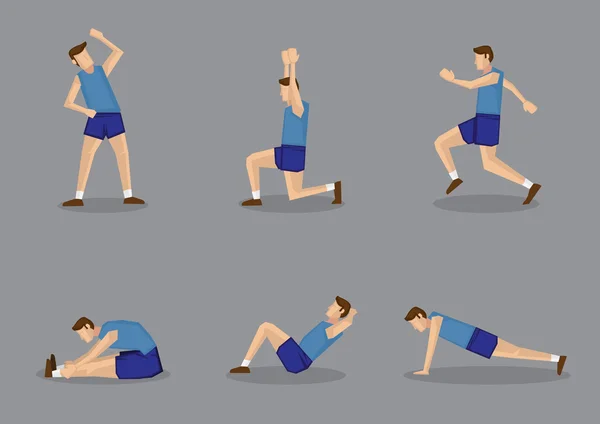 Sporty Man Doing Stretching and Warm Up Exercises Royalty Free Stock Illustrations