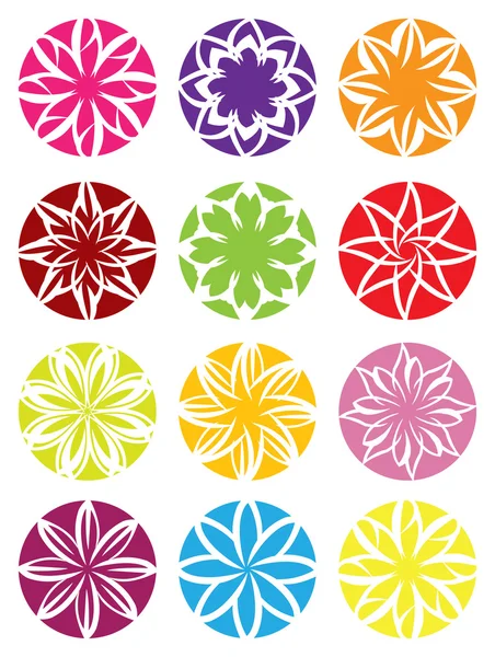 Flower Patterns in Circle Vector Design — Stock Vector