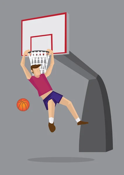 Basketball Player Elbow Hang Dunk Vector Illustration — Stock Vector