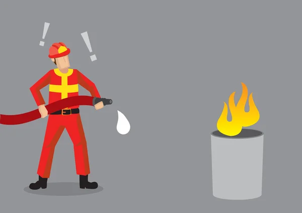 Ilustrasi Vektor Kartun Kegagalan Pemadam Kebakaran - Stok Vektor