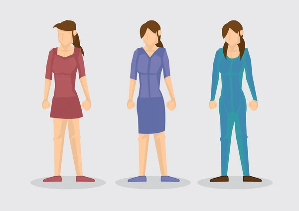 Traje de moda femenina Dibujos animados Vector Ilustración — Archivo Imágenes Vectoriales