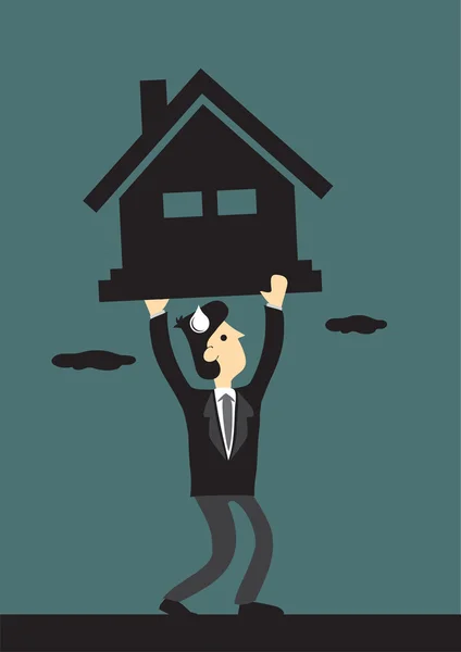 Sob pressão financeira de empréstimo hipotecário Vector Ilustração — Vetor de Stock