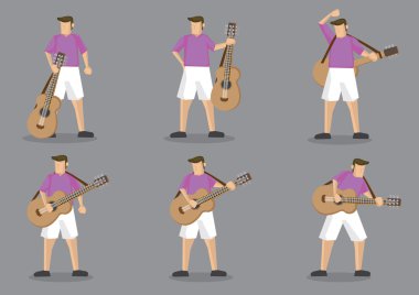 Gitarist ve akustik gitar vektör karakter çizim