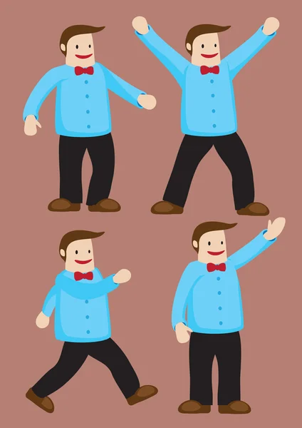 Happy Man with Red Bow Tie Vector Illustration — Stock Vector