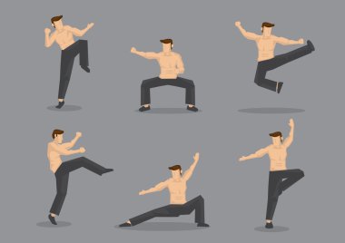 Çin dövüş sanatları savaşçı vektör karakter çizim