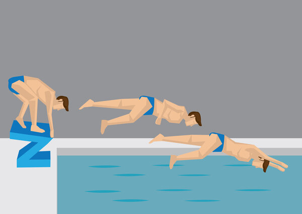 Diving Action Sequence Vector Illustration