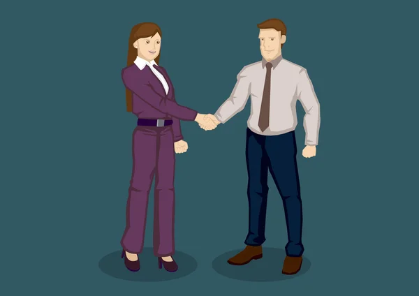 Empresario y Empresaria Handshake Vector Illustration — Vector de stock